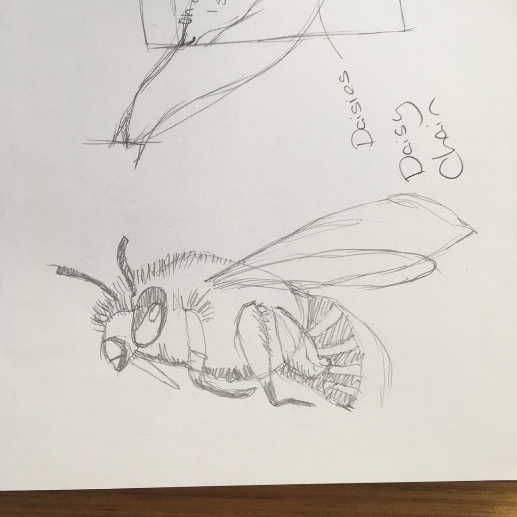 Drawing of the bee for one of the prints