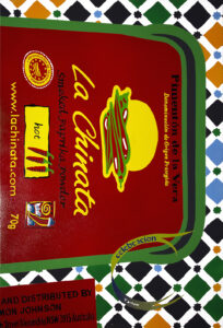 Painting of a tin of La Chinata smoked paprika powder with pattern and 'CELEBRATION' ribbon