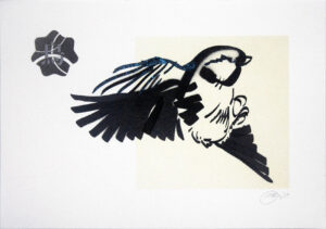 4-layer stencil of a bird in flight about to land